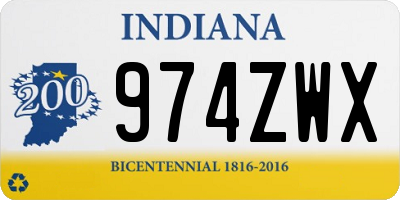 IN license plate 974ZWX