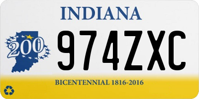 IN license plate 974ZXC