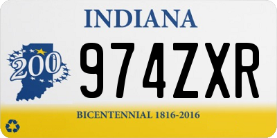 IN license plate 974ZXR