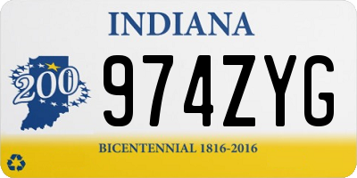 IN license plate 974ZYG