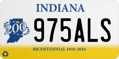 IN license plate 975ALS