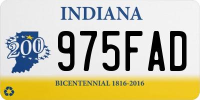 IN license plate 975FAD