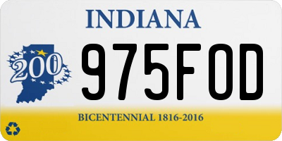 IN license plate 975FOD