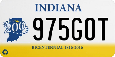 IN license plate 975GOT