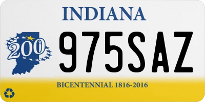 IN license plate 975SAZ