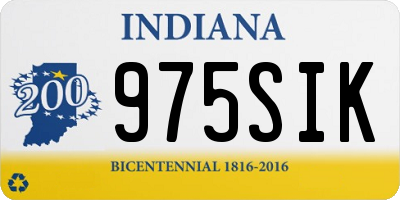 IN license plate 975SIK