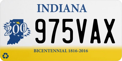 IN license plate 975VAX