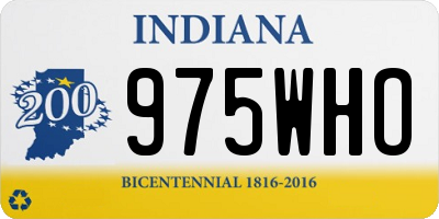 IN license plate 975WHO
