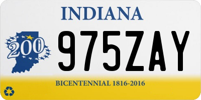 IN license plate 975ZAY
