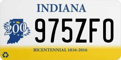 IN license plate 975ZFO