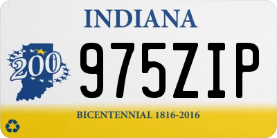 IN license plate 975ZIP