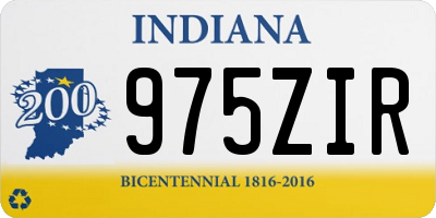 IN license plate 975ZIR