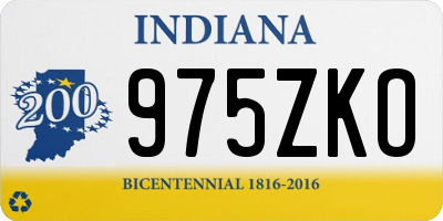 IN license plate 975ZKO