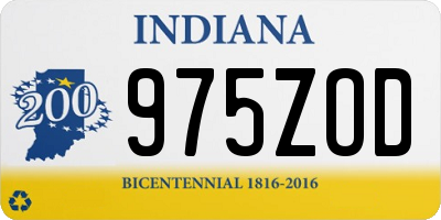 IN license plate 975ZOD