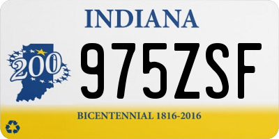 IN license plate 975ZSF