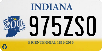 IN license plate 975ZSO