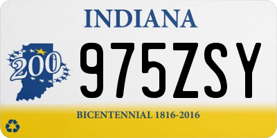 IN license plate 975ZSY