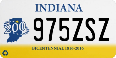 IN license plate 975ZSZ