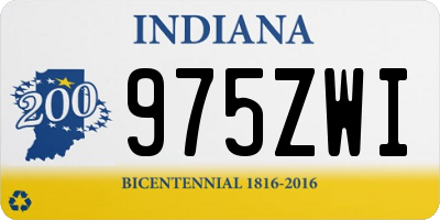 IN license plate 975ZWI