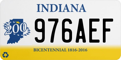 IN license plate 976AEF