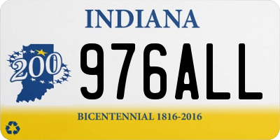 IN license plate 976ALL