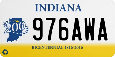 IN license plate 976AWA