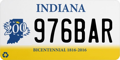 IN license plate 976BAR