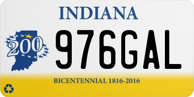 IN license plate 976GAL