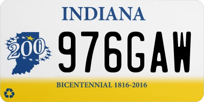 IN license plate 976GAW