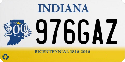 IN license plate 976GAZ