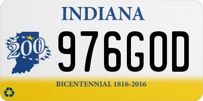 IN license plate 976GOD