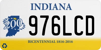 IN license plate 976LCD