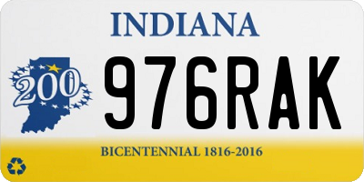 IN license plate 976RAK
