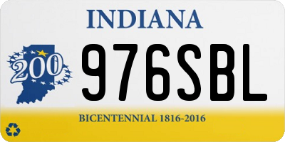 IN license plate 976SBL