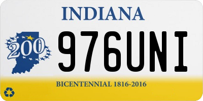 IN license plate 976UNI
