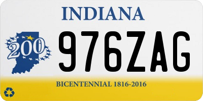 IN license plate 976ZAG