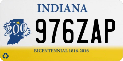 IN license plate 976ZAP