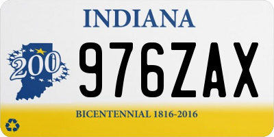 IN license plate 976ZAX