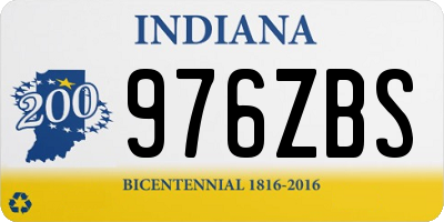 IN license plate 976ZBS