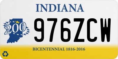 IN license plate 976ZCW