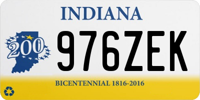 IN license plate 976ZEK