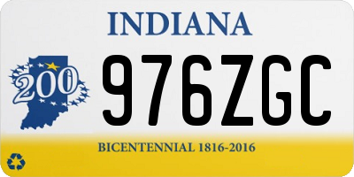 IN license plate 976ZGC