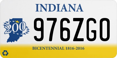 IN license plate 976ZGO