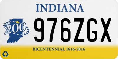 IN license plate 976ZGX