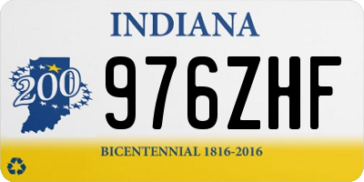 IN license plate 976ZHF