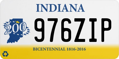 IN license plate 976ZIP
