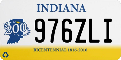 IN license plate 976ZLI