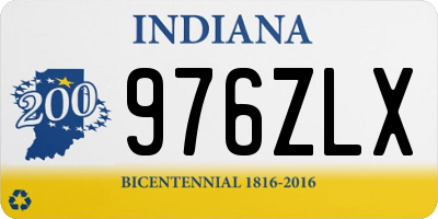 IN license plate 976ZLX