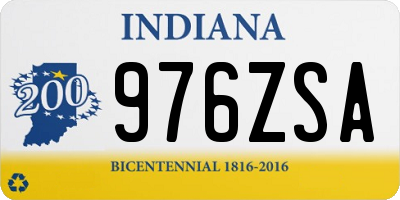 IN license plate 976ZSA