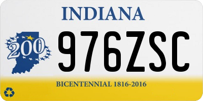 IN license plate 976ZSC